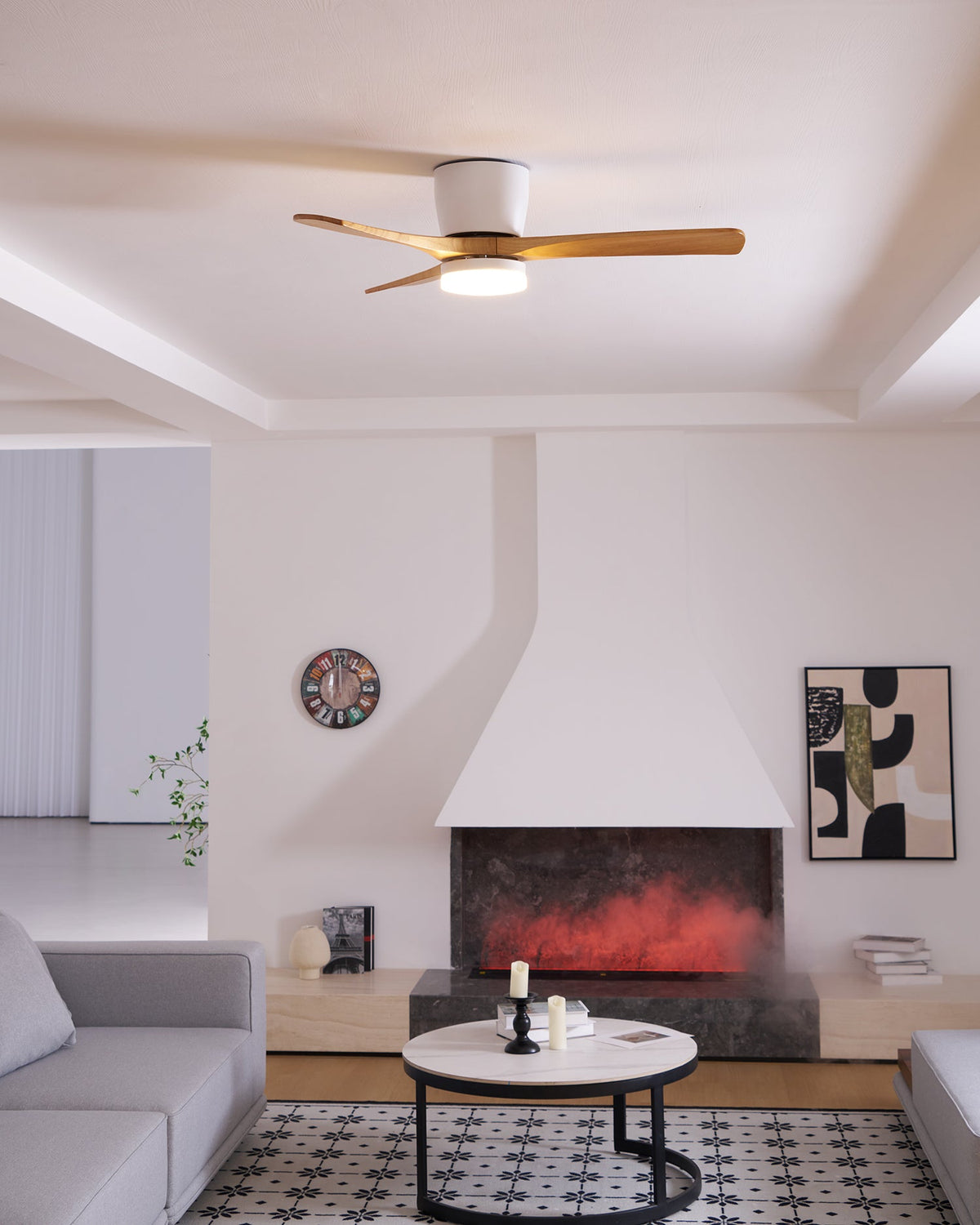VAYLORA - Sculptural Wooden Ceiling Fan Light for Quiet Comfort