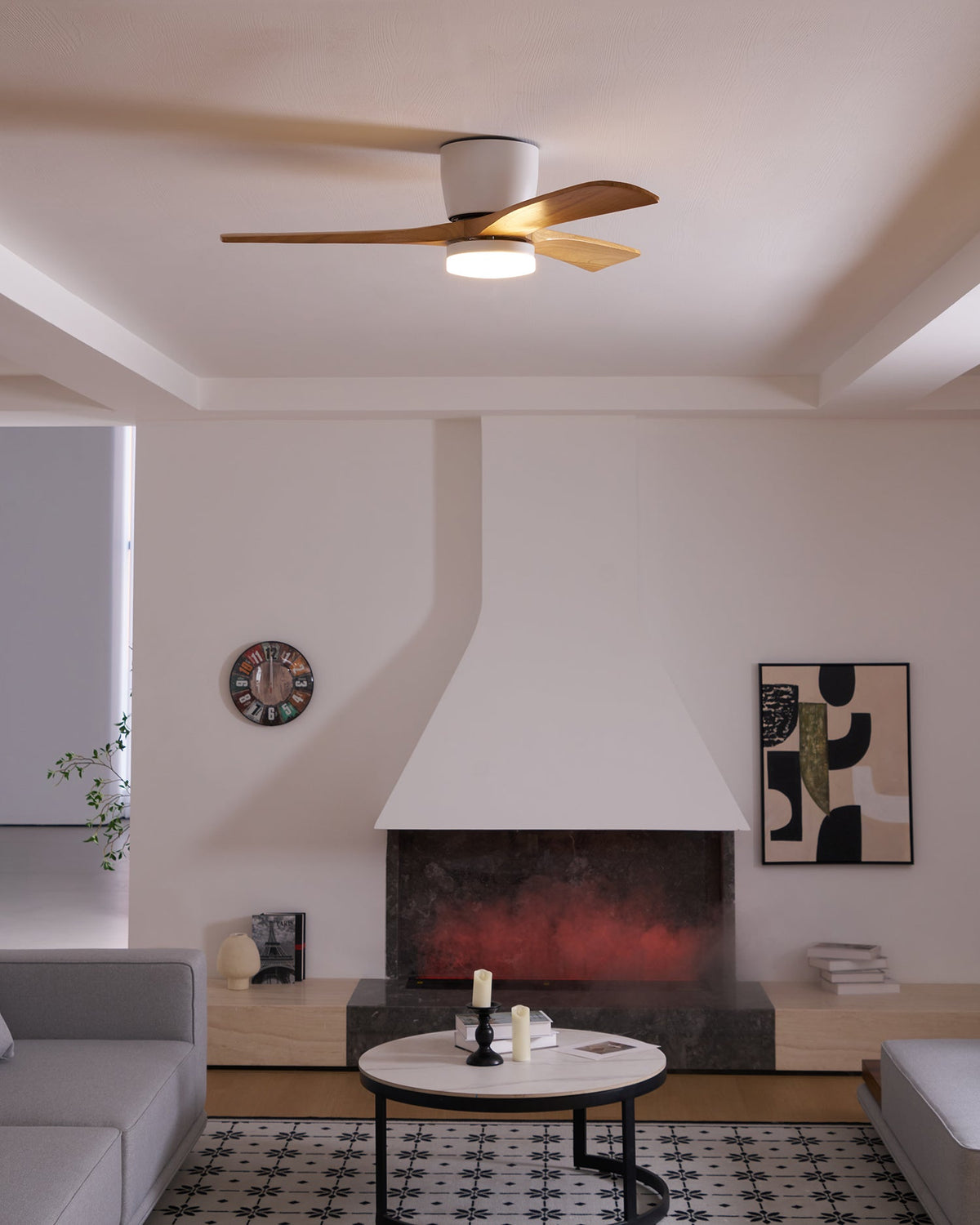VAYLORA - Sculptural Wooden Ceiling Fan Light for Quiet Comfort