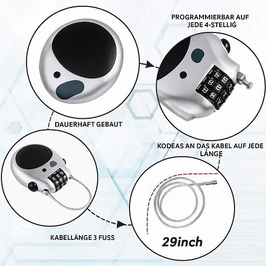 CABRIVO - Retractable Combination Cable Lock for Quick Security