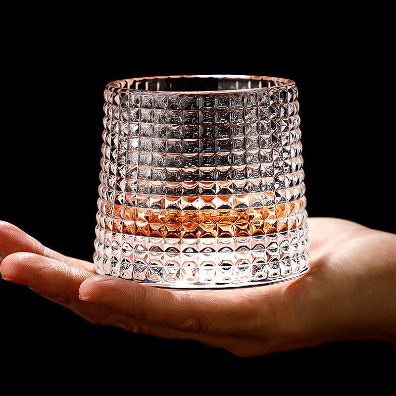 SPINSPIRIT - Rotating Crystal Whiskey Glasses for Enhanced Aeration