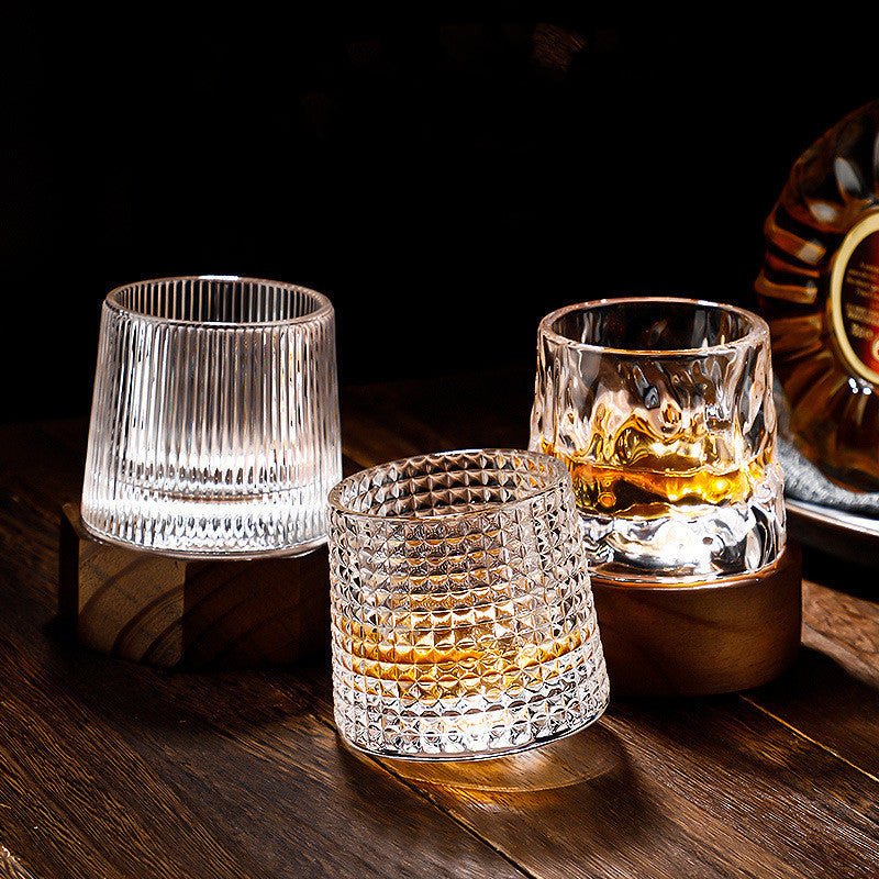 SPINSPIRIT - Rotating Crystal Whiskey Glasses for Enhanced Aeration