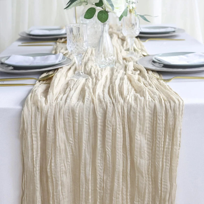 DRAPELIS - Semi-Sheer Gauze Table Runner for Artful Tablescapes
