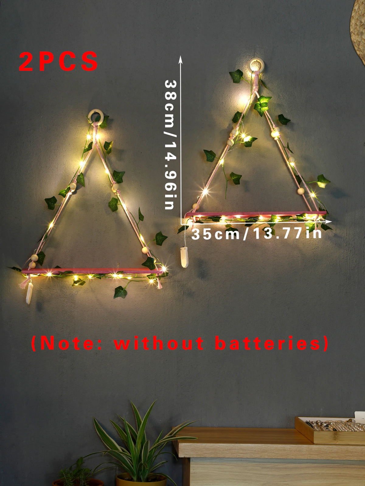 LEAFYRA - Illuminated Wood Shelf for Botanical Wall Displays