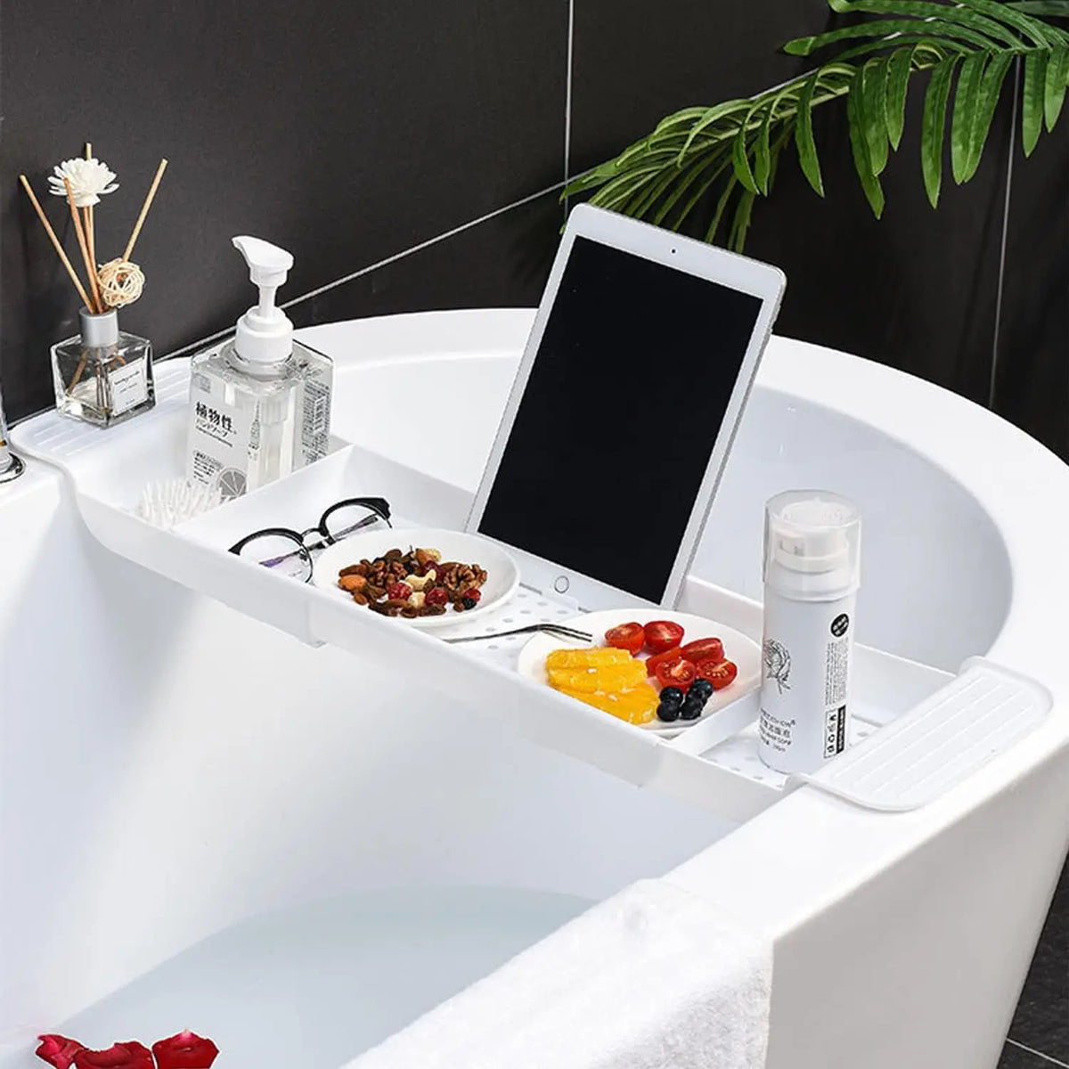 TUBELYN - Expandable Bath Caddy for Dry, Organized Tubside Storage