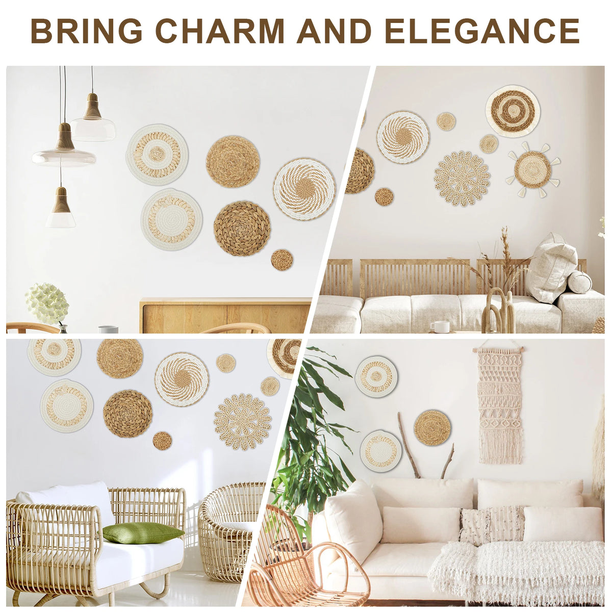 WEVORA - 11-Piece Woven Wall Basket Set for a Natural Focal Point