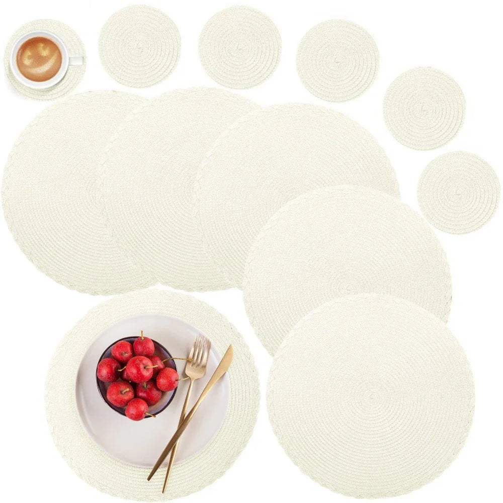 WEVLYRA - Braided Placemat and Coaster Set for Table Protection