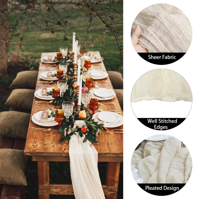 DRAPELIS - Semi-Sheer Gauze Table Runner for Artful Tablescapes