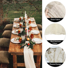 DRAPELIS - Semi-Sheer Gauze Table Runner for Artful Tablescapes