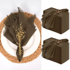 CLOVYRA - Cotton Linen Napkin Set for Rustic Table Settings
