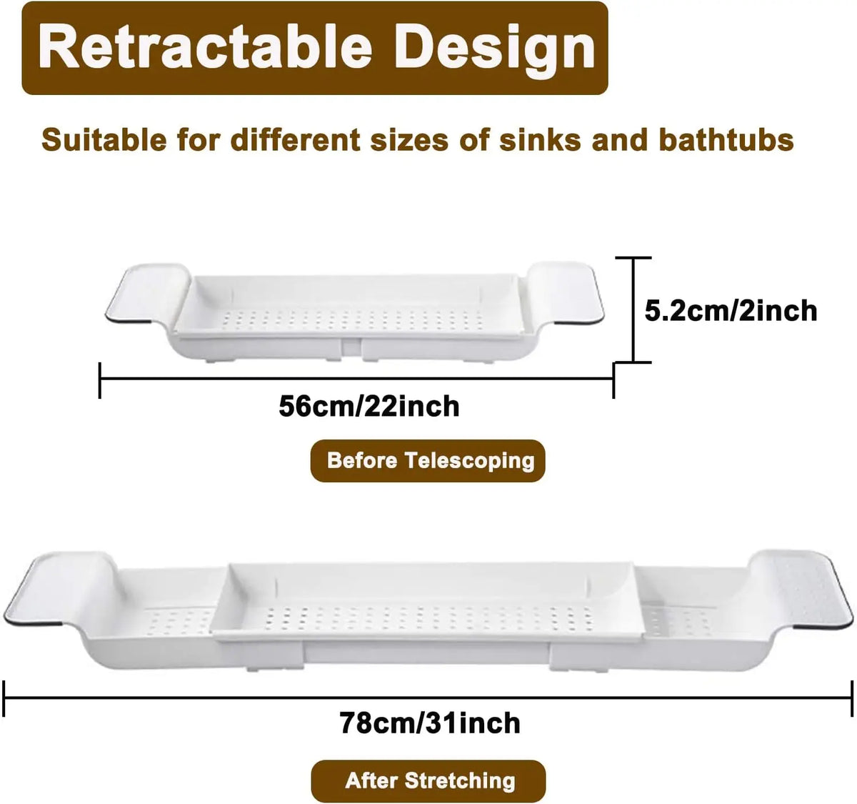 TUBELYN - Expandable Bath Caddy for Dry, Organized Tubside Storage