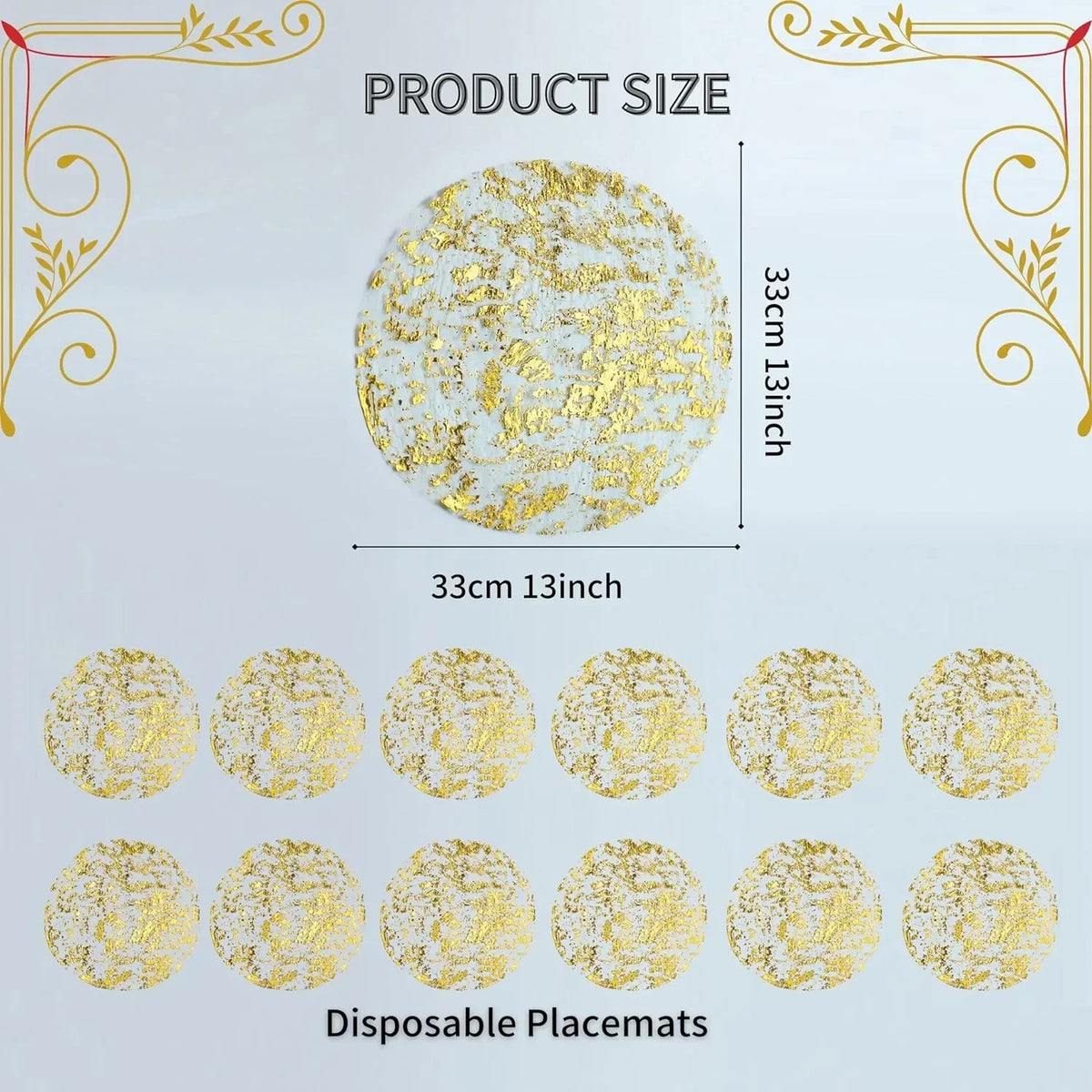 ZELVORI - Metallic Gold Placemats for Statement Table Settings