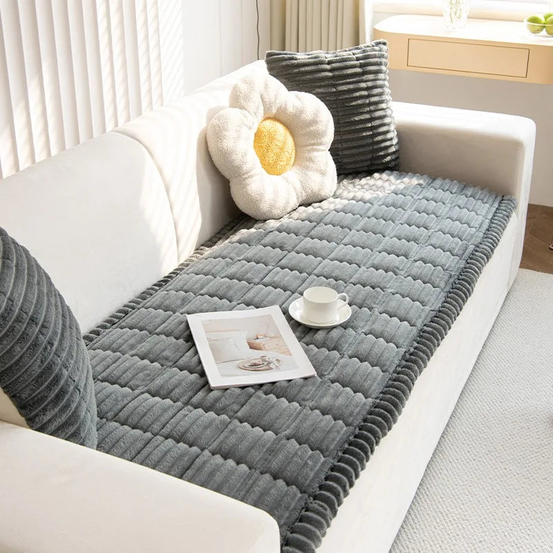 QUILVANE - Striped Flannel Sofa Pad for Warmth and Striking Style