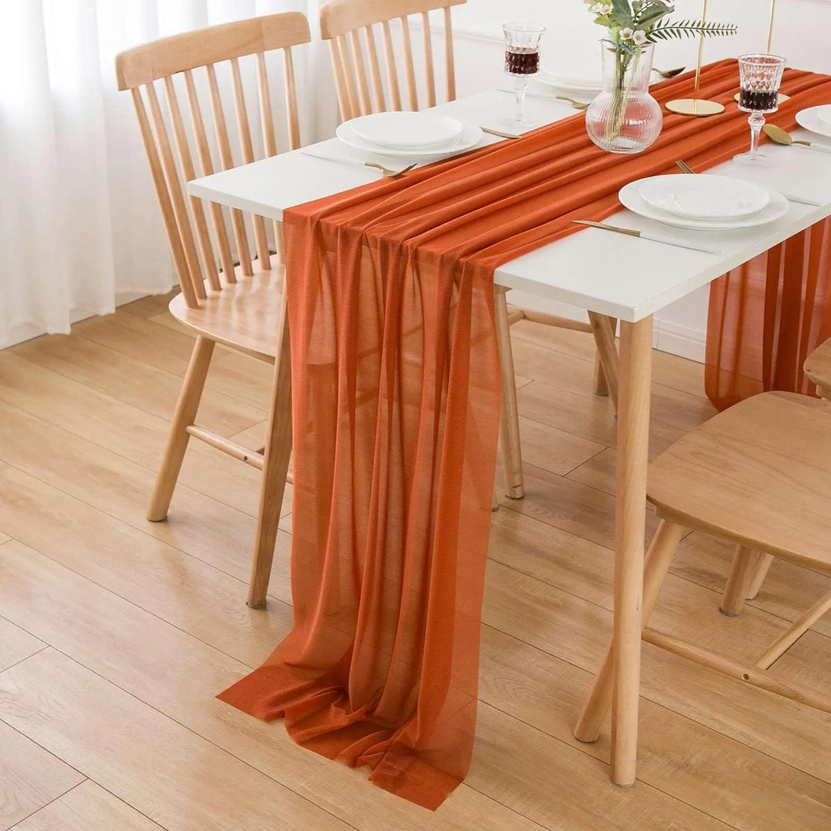 LUMEVRA - Sheer Chiffon Table Runner for Artful Event Draping