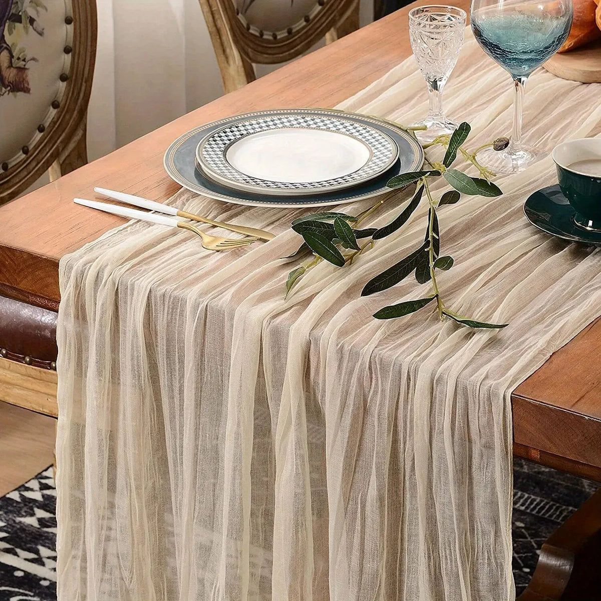 GAUZELLE - Cheesecloth Table Runner for Graceful Table Styling