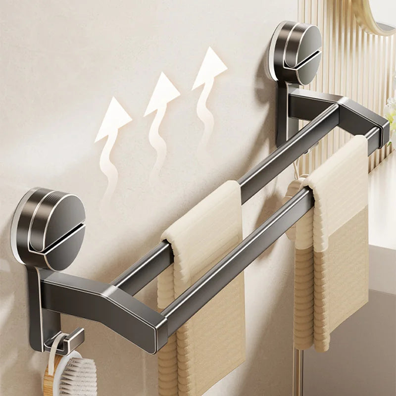 SUCVORA - Dual-Bar Suction Towel Rack for Drill-Free Storage
