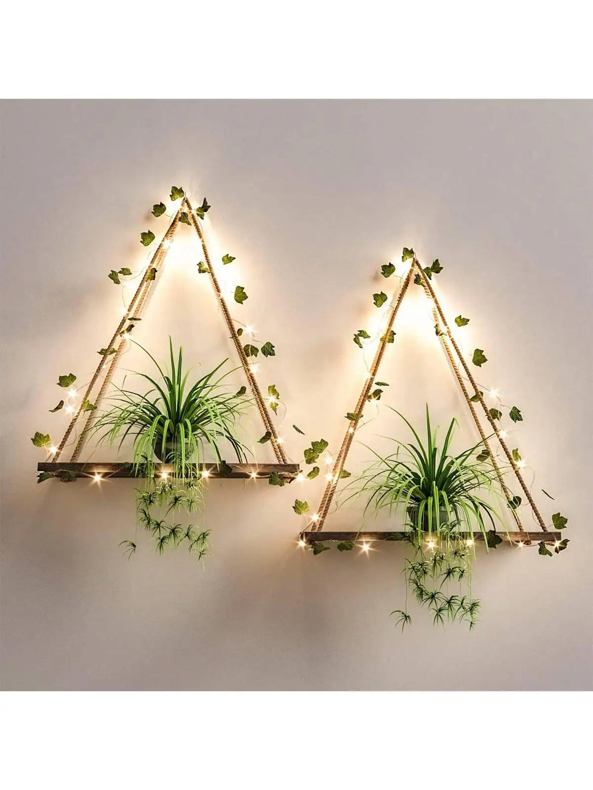 LEAFYRA - Illuminated Wood Shelf for Botanical Wall Displays