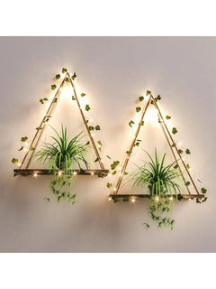 LEAFYRA - Illuminated Wood Shelf for Botanical Wall Displays