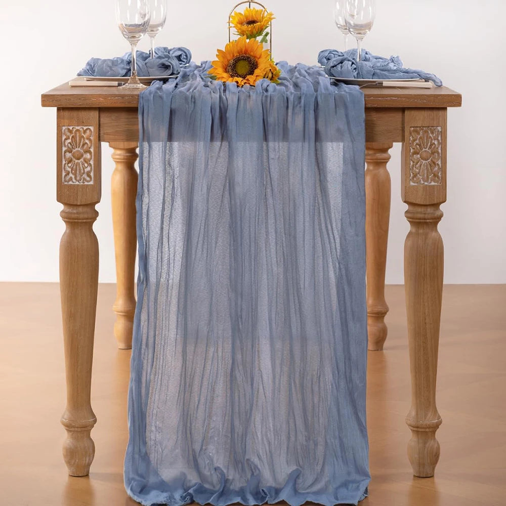 LILAVIA - Lilac Gauze Table Runner for Soft Bohemian Tablescapes