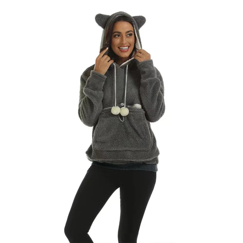 PAWVELA - Cat Cuddle Pouch Hoodie for Hands-Free Companionship