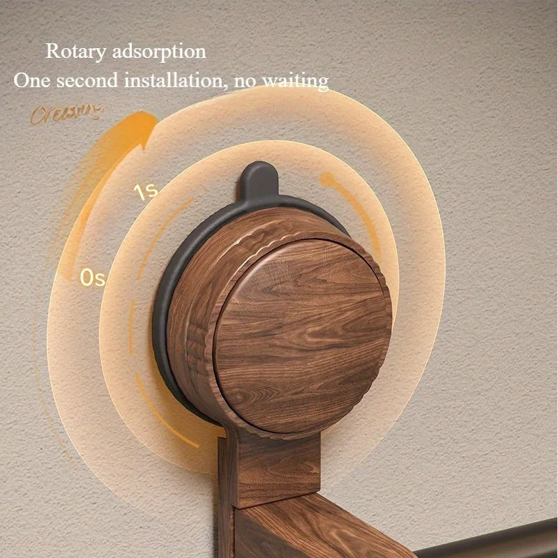 VELNORA - Walnut Towel Ring for No-Drill Bathroom Storage