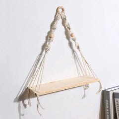 MACRIVA - Macrame Hanging Shelf for Displaying Plants and Decor