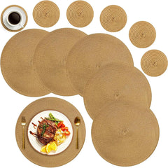 WEVLYRA - Braided Placemat and Coaster Set for Table Protection