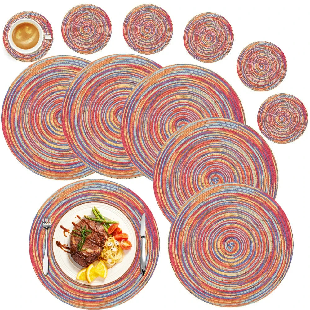 WEVLYRA - Braided Placemat and Coaster Set for Table Protection