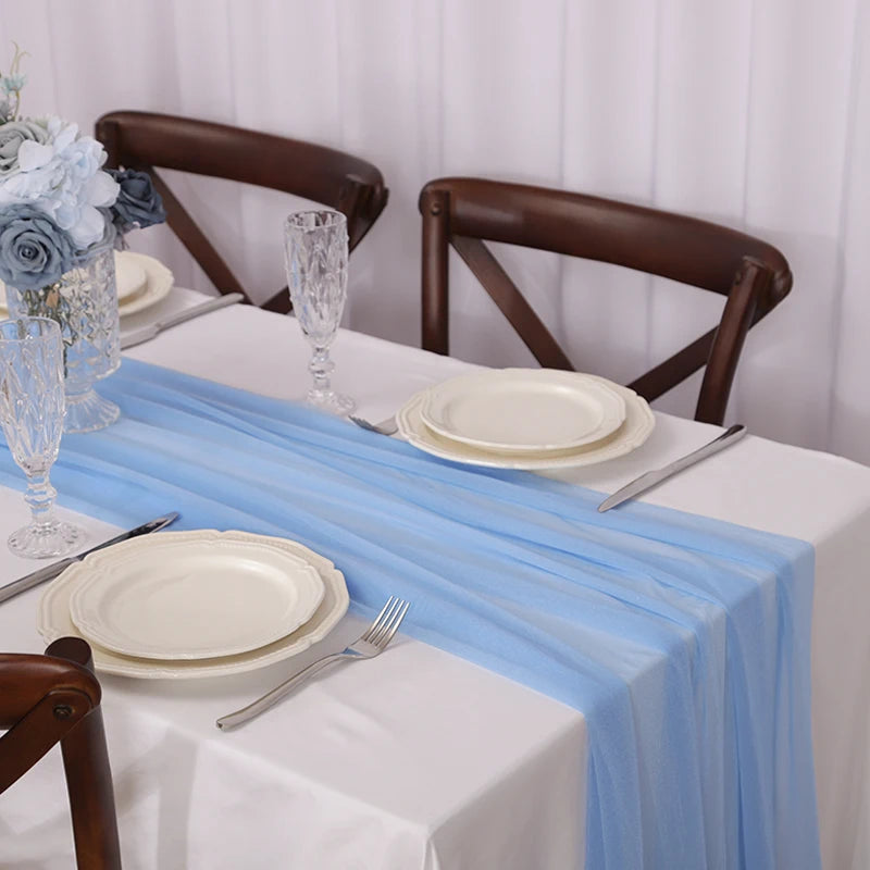 LUMEVRA - Sheer Chiffon Table Runner for Artful Event Draping