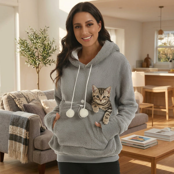 PAWVELA - Cat Cuddle Pouch Hoodie for Hands-Free Companionship