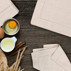 HEMVORA - Set of Six Hemstitched Linen Napkins for Refined Dining