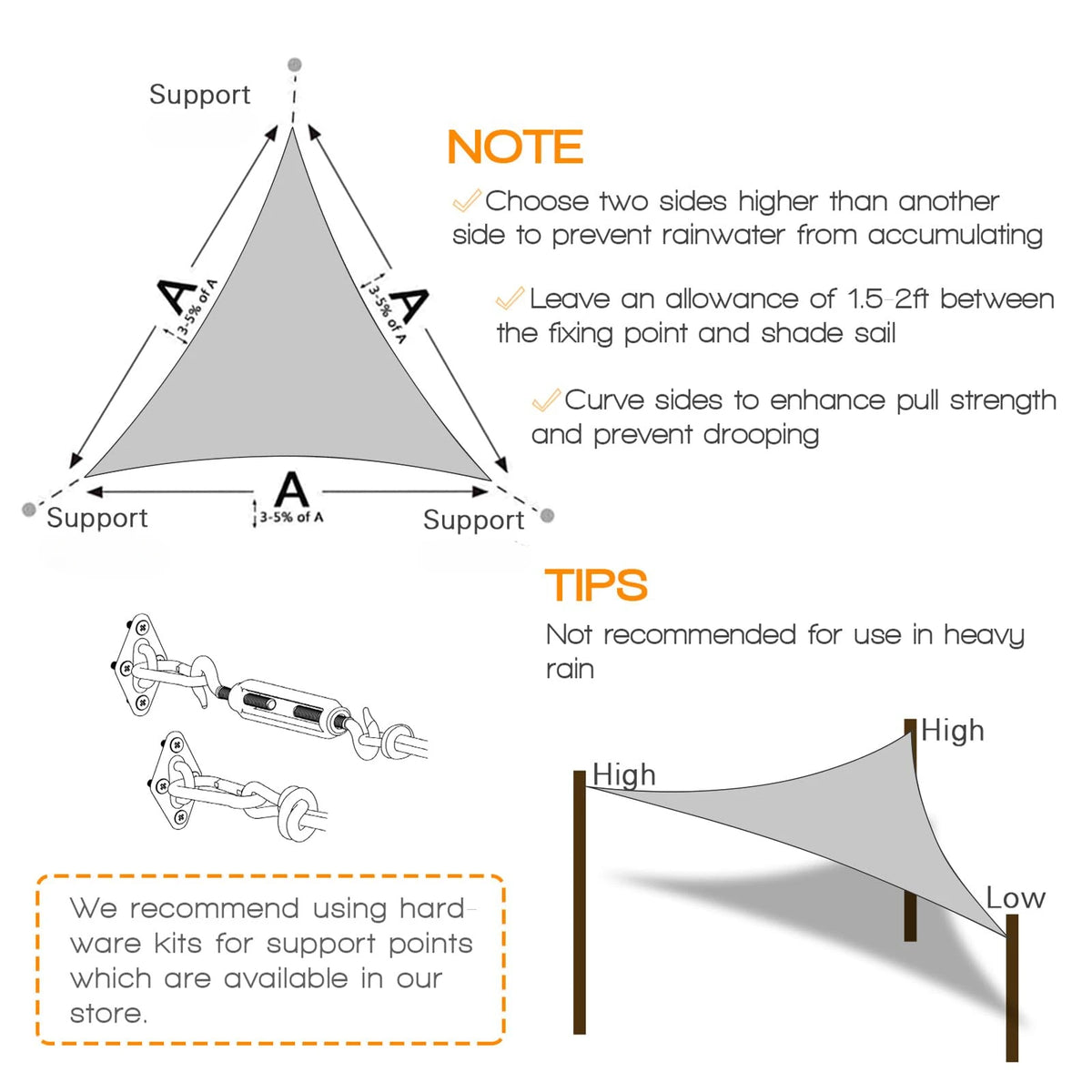 SUNTRIANGLE - Waterproof Triangle Shade Sail for Sculptural Outdoor Comfort