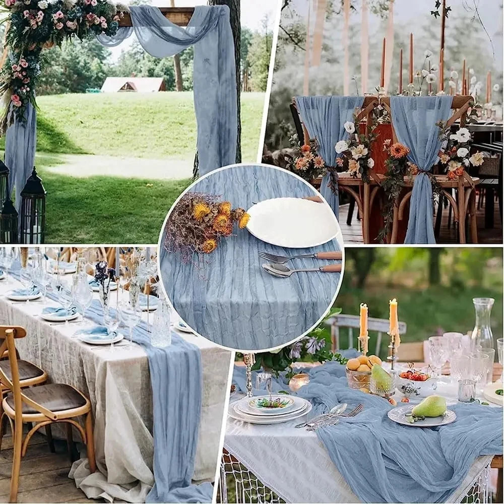 LILAVIA - Lilac Gauze Table Runner for Soft Bohemian Tablescapes