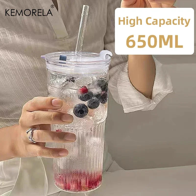 RILVENA - Striped Glass Tumbler for Distinctive Everyday Sipping