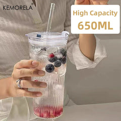 RILVENA - Striped Glass Tumbler for Distinctive Everyday Sipping