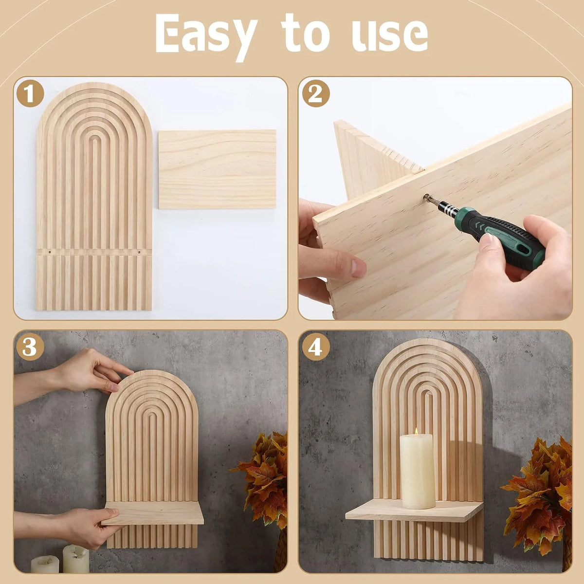 ARCVORA - Wooden Rainbow Wall Shelf for Artful Storage