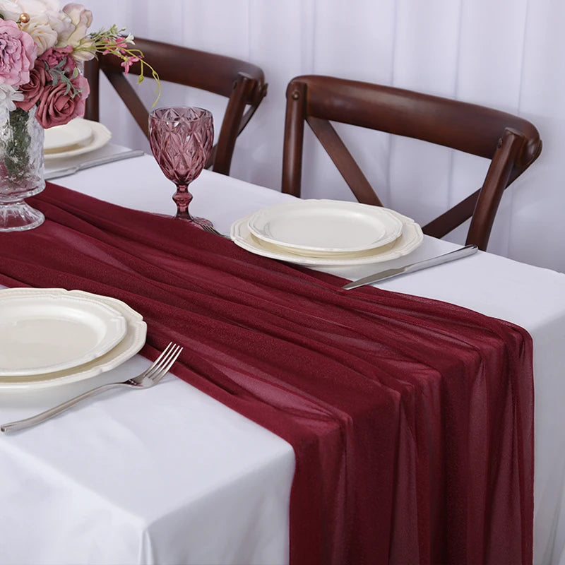 LUMEVRA - Sheer Chiffon Table Runner for Artful Event Draping
