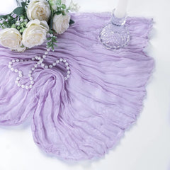 LILAVIA - Lilac Gauze Table Runner for Soft Bohemian Tablescapes