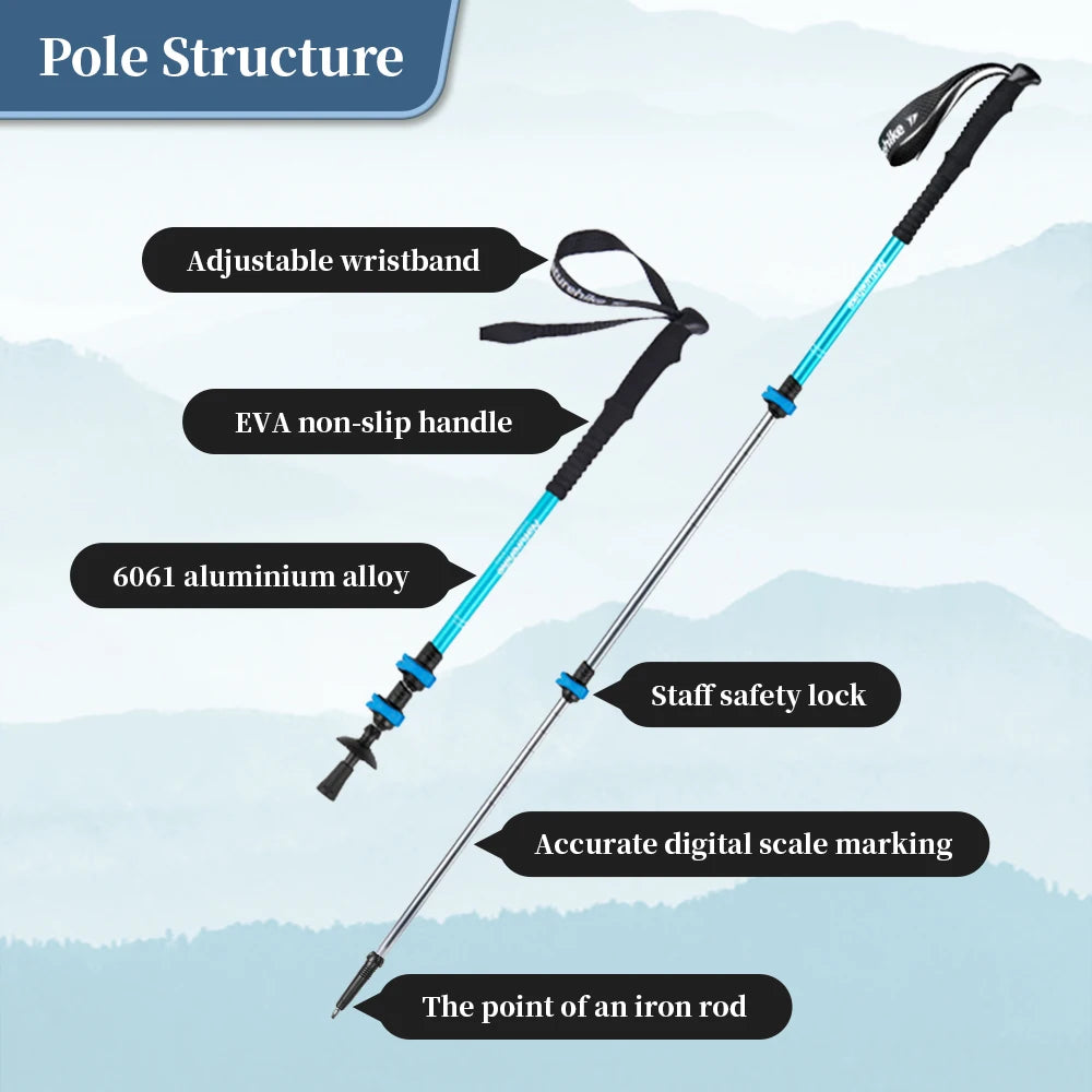 ALVYRA - Three-Section Aluminum Trekking Poles for Stable Trail Support