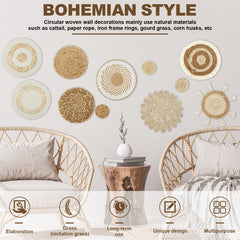 WEVORA - 11-Piece Woven Wall Basket Set for a Natural Focal Point