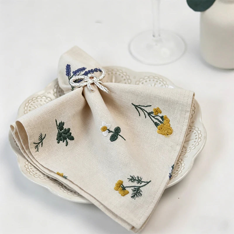 LUMEVRA - Embroidered Cloth Napkins for Artful Table Settings