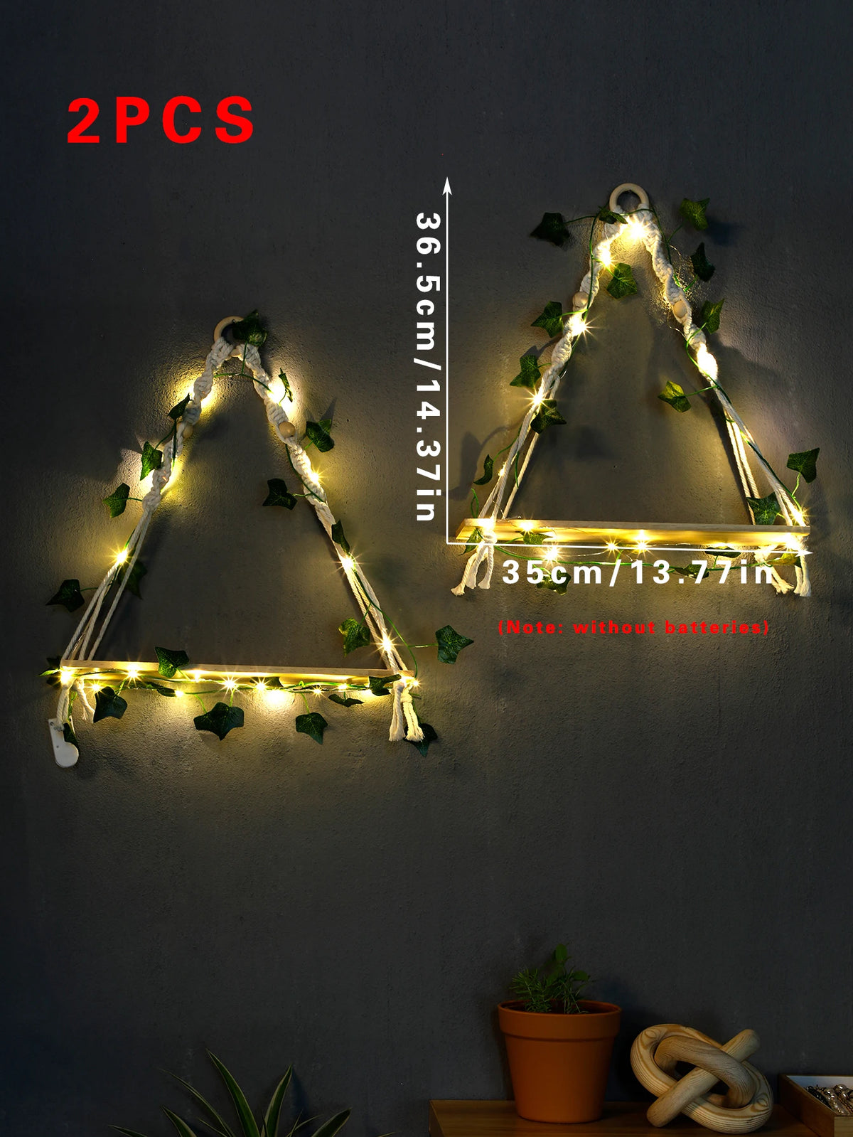 LEAFYRA - Illuminated Wood Shelf for Botanical Wall Displays