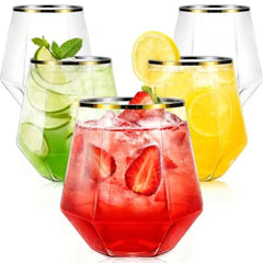 GLIMORA - Gold-Rim Stemless Cups for Shatter-Free Entertaining