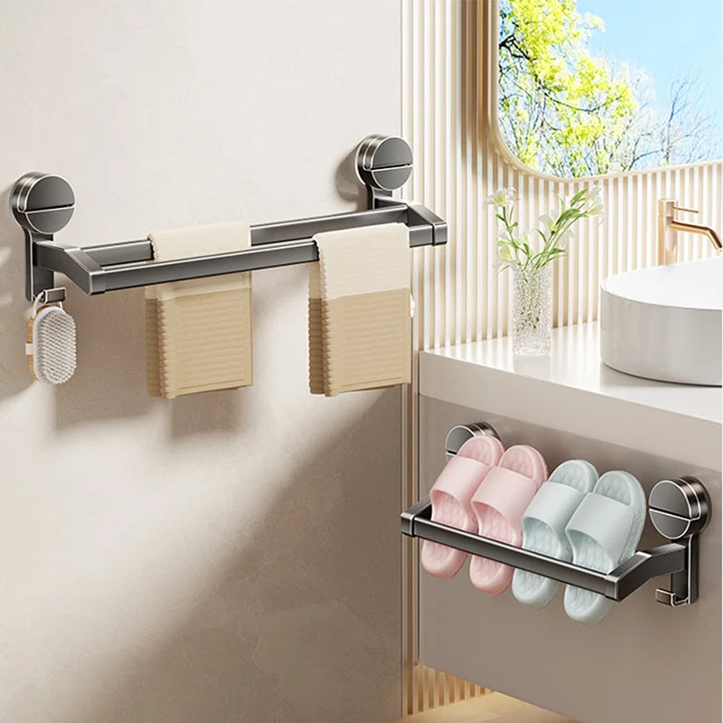 SUCVORA - Dual-Bar Suction Towel Rack for Drill-Free Storage