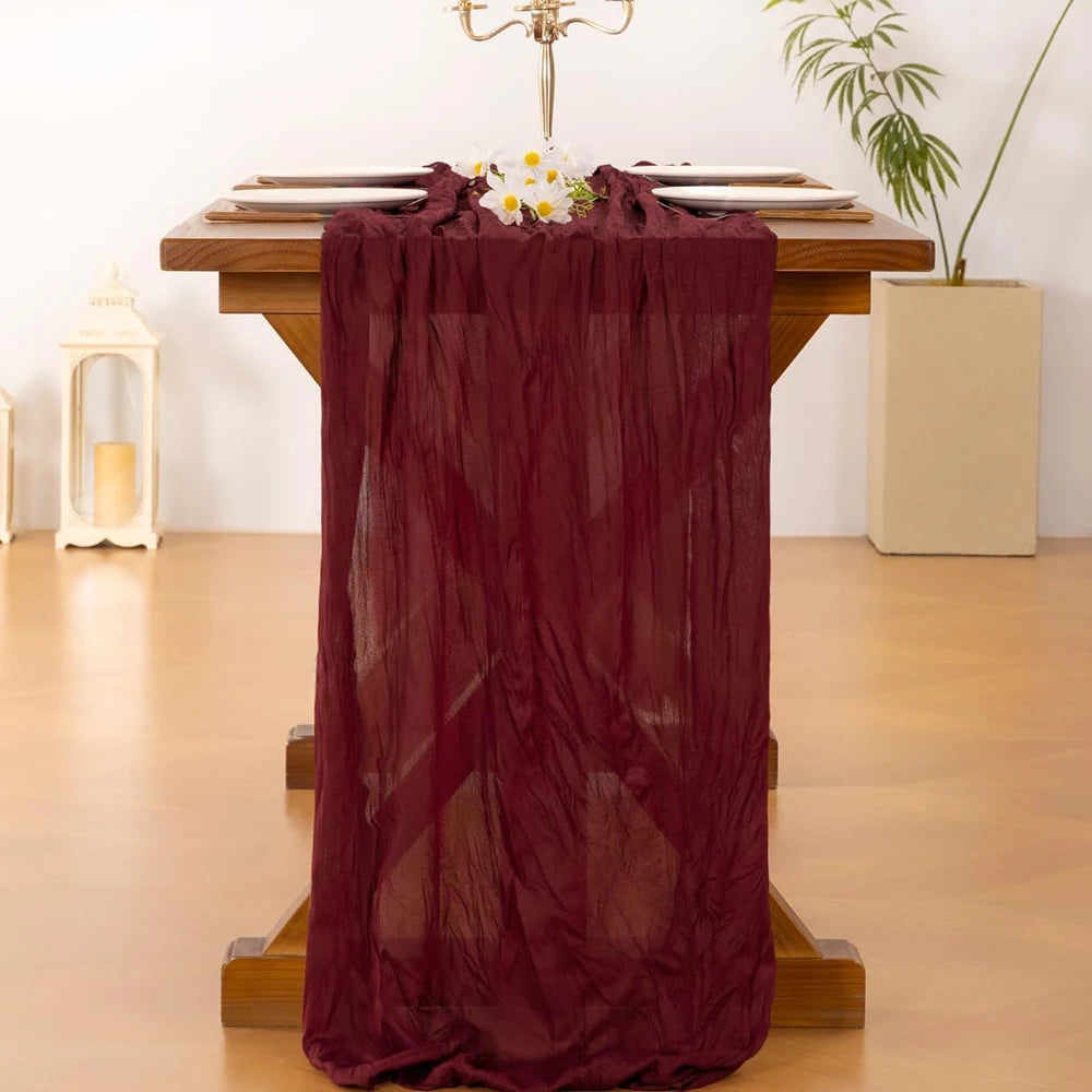 LILAVIA - Lilac Gauze Table Runner for Soft Bohemian Tablescapes