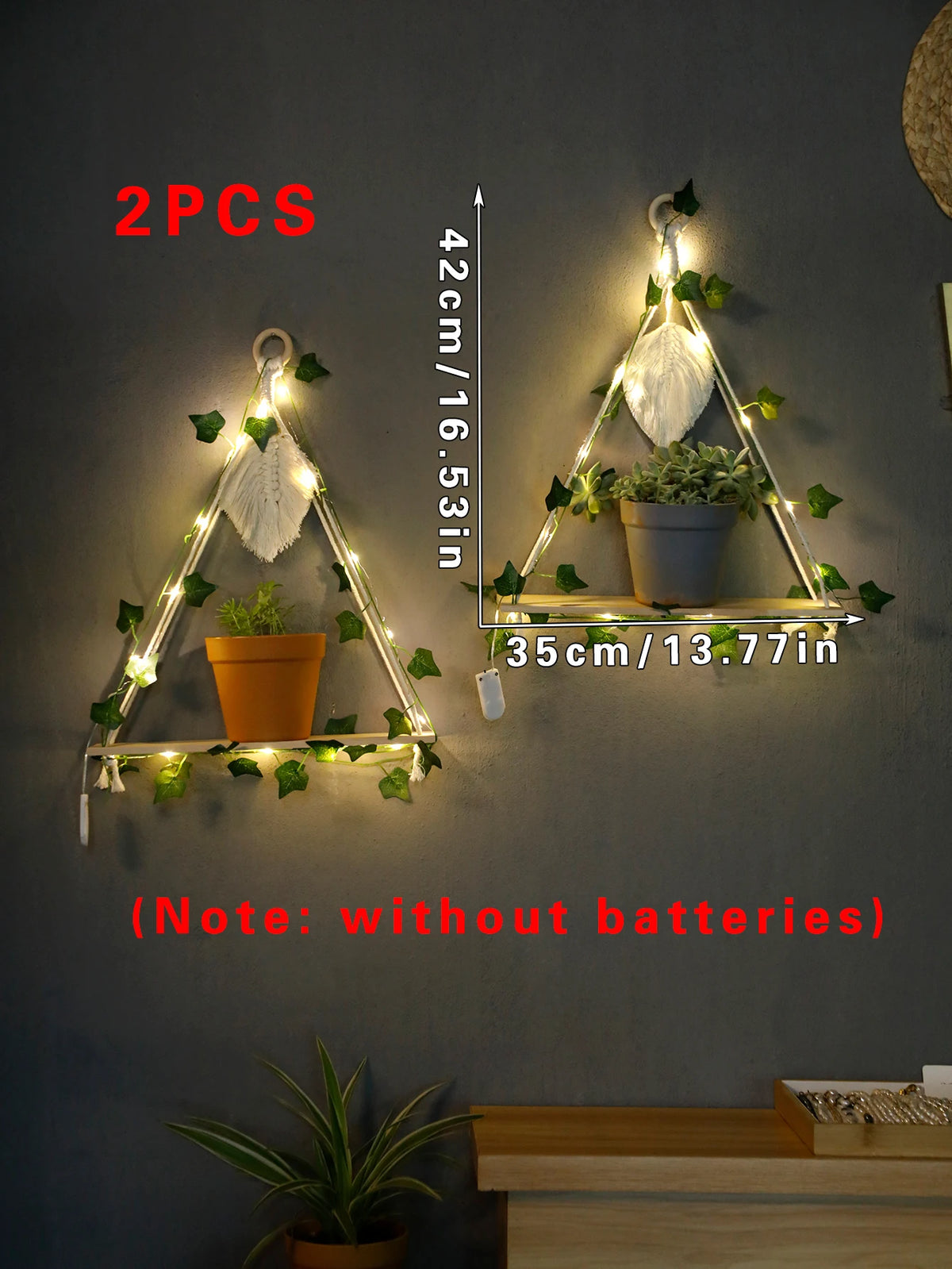 LEAFYRA - Illuminated Wood Shelf for Botanical Wall Displays