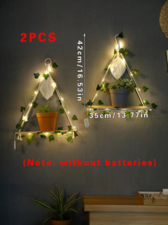 LEAFYRA - Illuminated Wood Shelf for Botanical Wall Displays