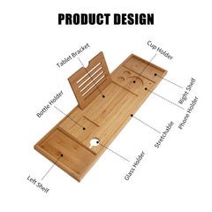 TUBLORA - Extendable Bamboo Bath Caddy for Calm, Organized Soaking