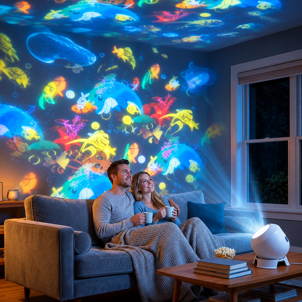 RIPPLELIGHT - Rotating LED Projector for a Calming Room Glow