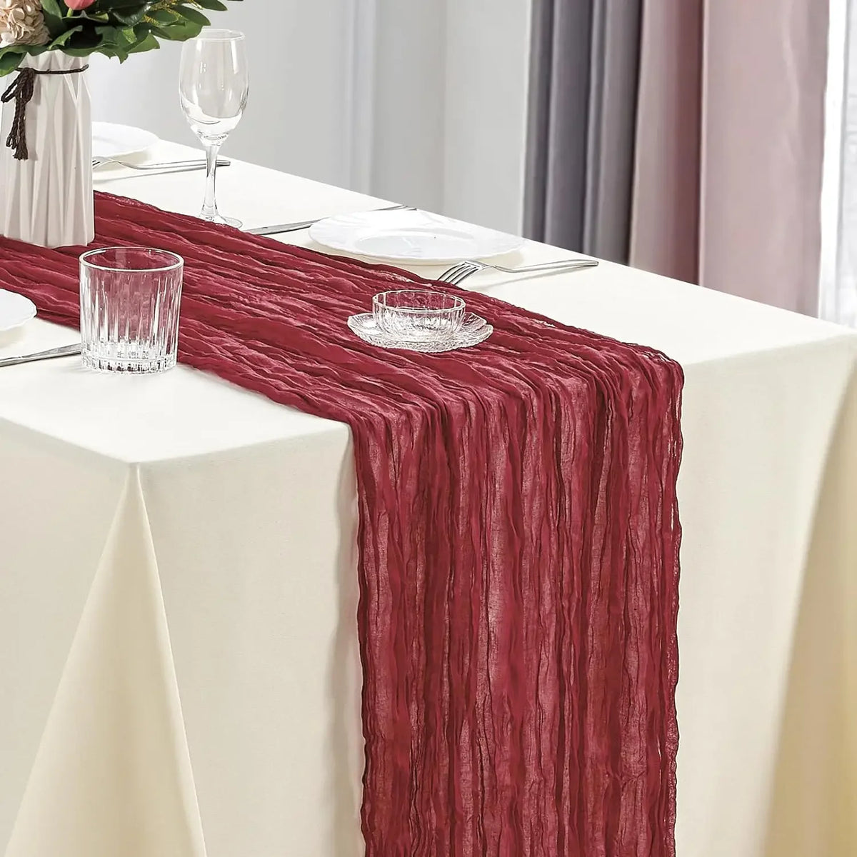 DRAPELLE - Gauze Table Runner for Softly Textured Tablescapes
