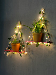 LEAFYRA - Illuminated Wood Shelf for Botanical Wall Displays